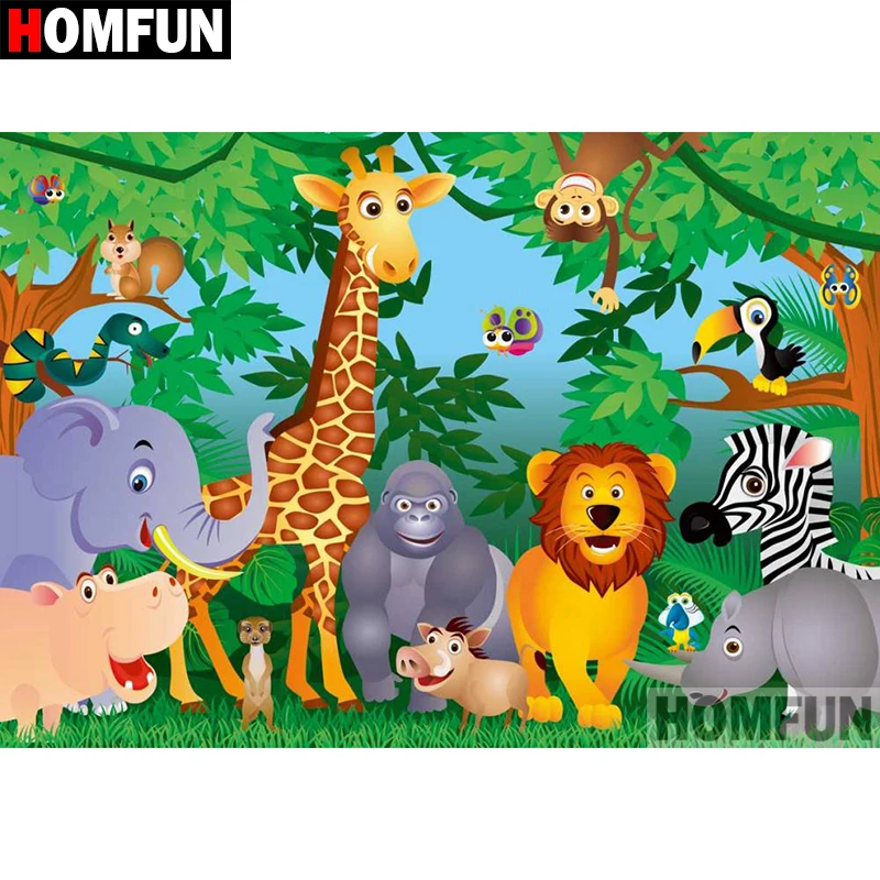 

HOMFUN 5D DIY Diamond Painting Full Square/Round Drill "cartoon animals" Embroidery Cross Stitch gift Home Decor Gift A09142
