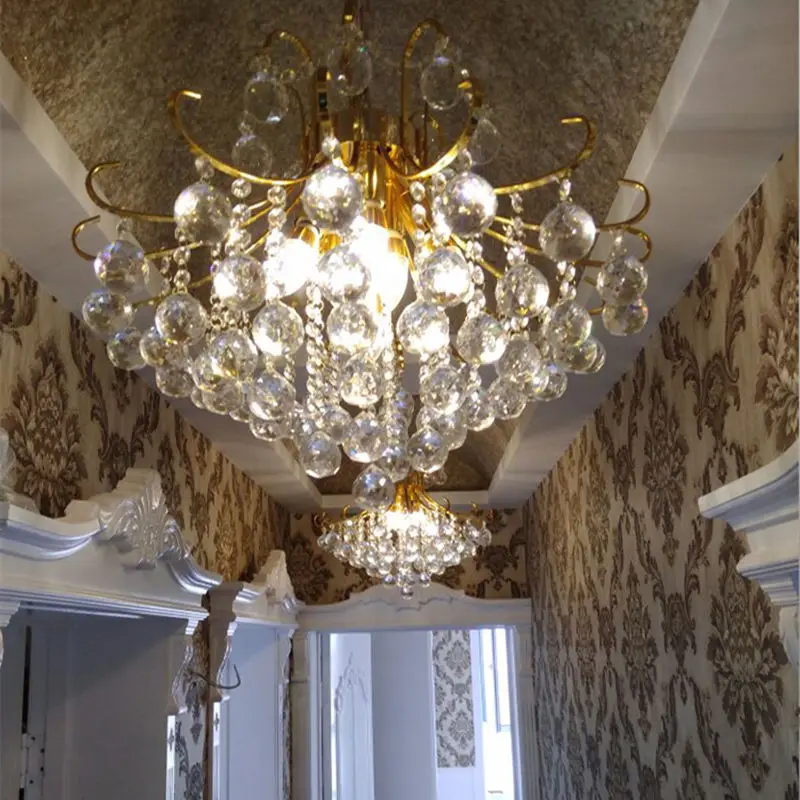 Серебро, золото, хрусталь шар светодиодный люстра люстры де cristal столовая спальня avize современный салон люстры потолок Прямая поставка
