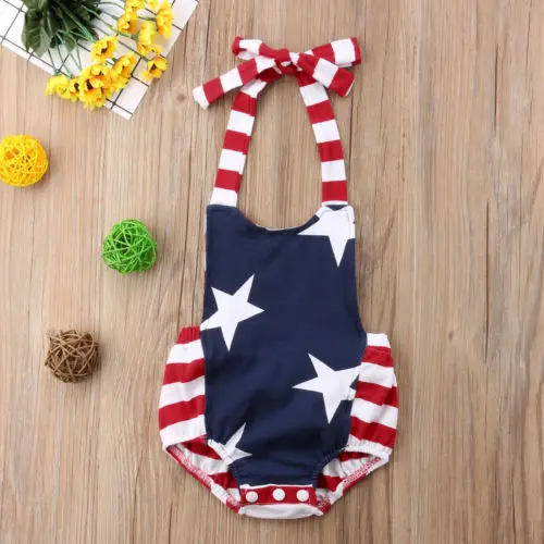 4 июля одежда для маленьких мальчиков и девочек комбинезон в полоску со звездами