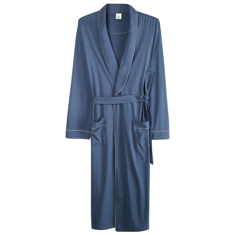 Модальный хлопок халат для мужчин Демисезонный ночная рубашка кимоно халаты