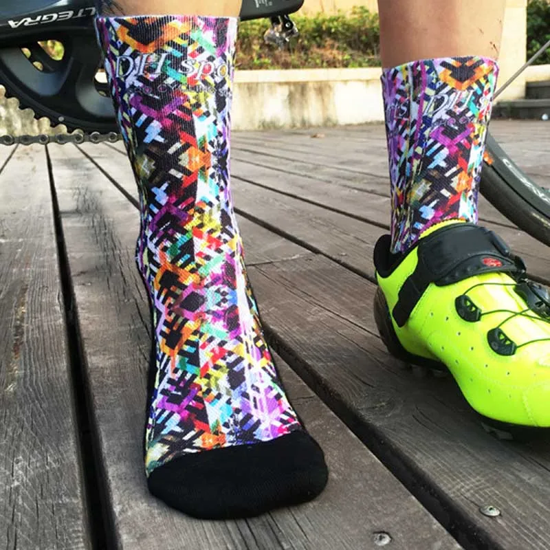 New Arrivals Professional Breathable Printing MTB Bike Bicycle Cotton Socks Outdoor Sports Cycling Parts calcetines ciclismo|Носки для