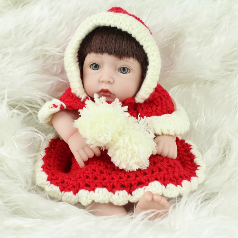 Мини силиконовые куклы Reborn Baby ручные имплантаты коричневые синтетические волосы