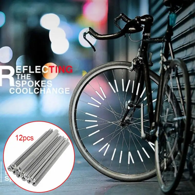 

12PCS/bag Cycling Wheel Rim Spoke Bike Mount Tube Warning Light Strip Safety Reflector DIY Bicycle Reflective Tubes
