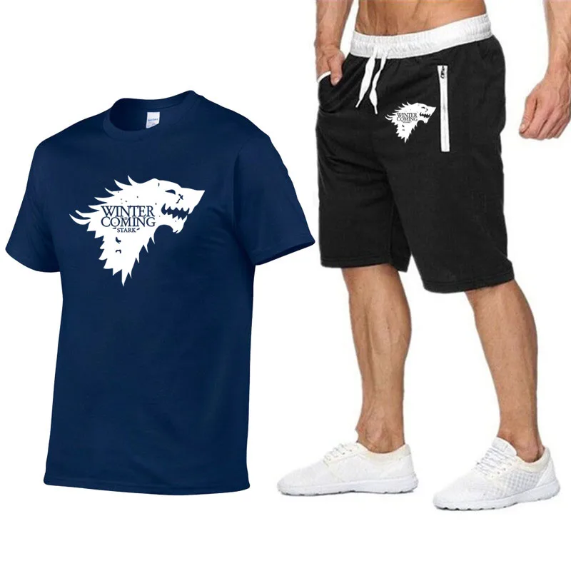 Футболка Игра престолов мужская футболка + шорты повседневный спортивный костюм