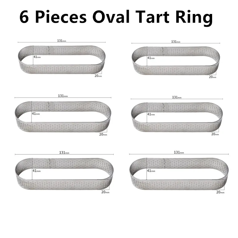 6 Pieces Oval Ring SHENHONG 9 отверстий прямоугольник Tart десерт торт форма для выпечки кольцо искусство мусс силиконовые 3D форма Moule Форма для пирога кондитерские изделия - Цвет: 6 Pieces Oval Ring