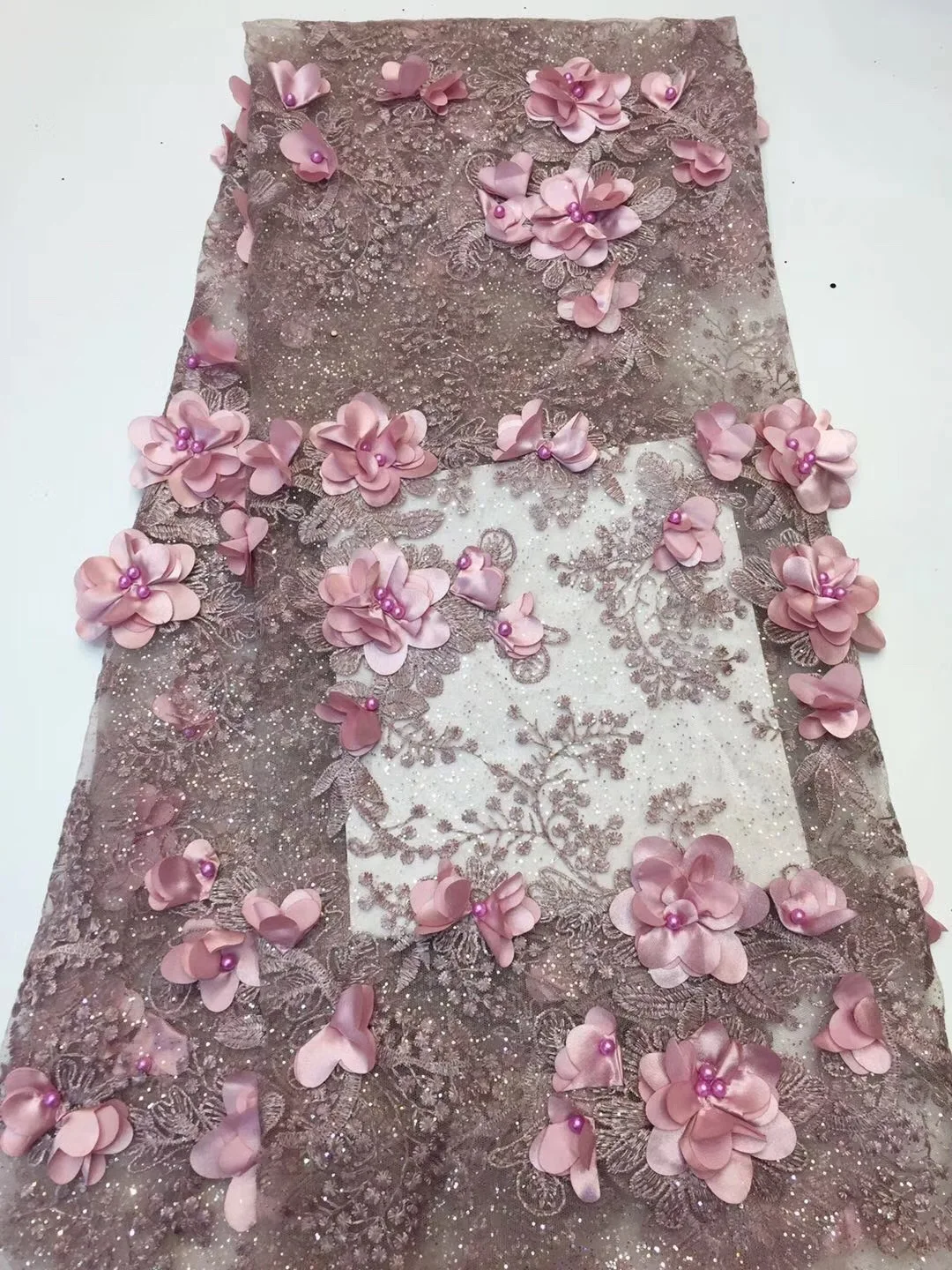 

Nigerian Lace Fabrics For Wedding 2019, African French Lace Fabric High Quality 3D Lace, Orange Lace Applique RF382