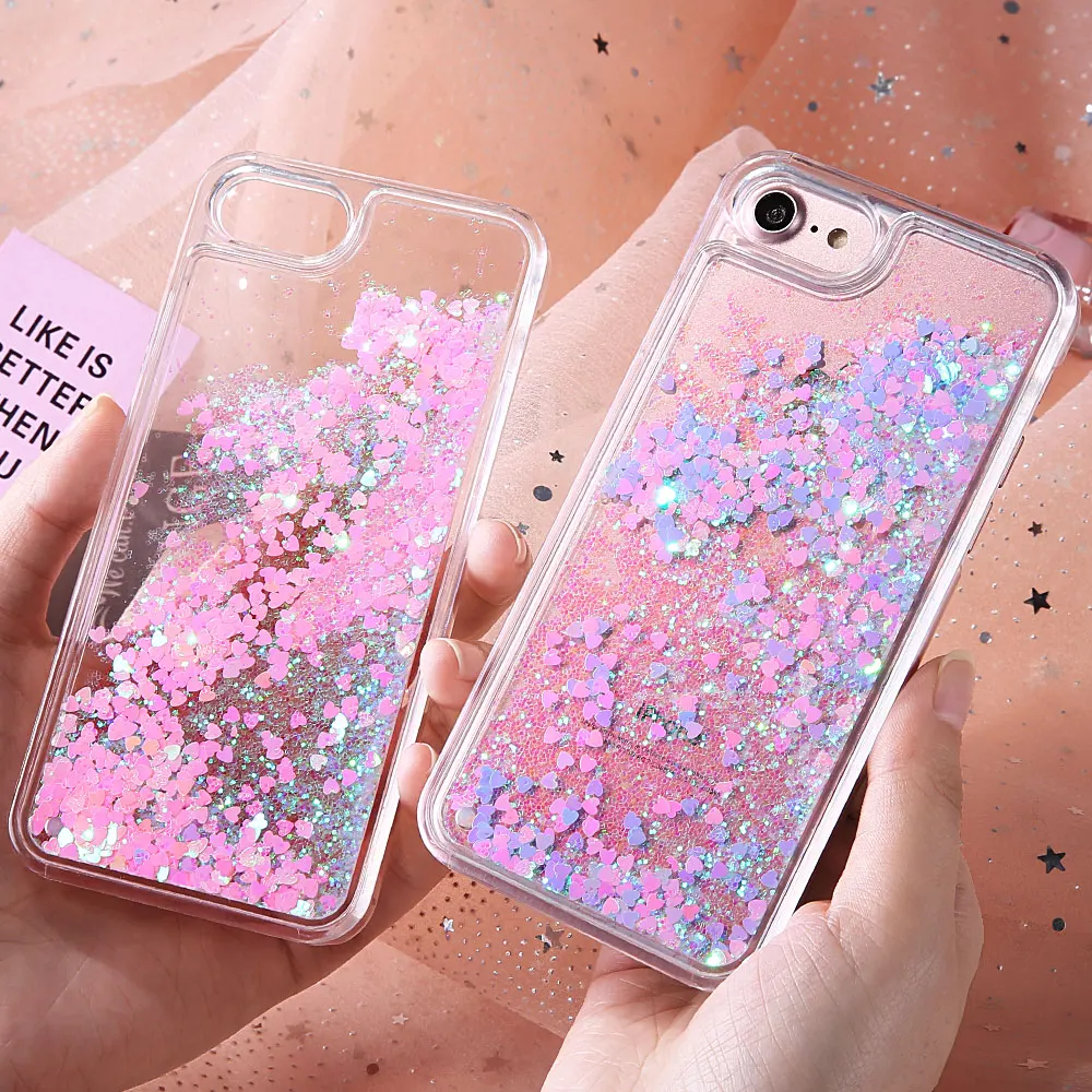 KISSCASE крышка для iPhone 5 5S SE дело Блеск зыбучие пески прозрачный телефона Чехлы 6 S 7 Plus