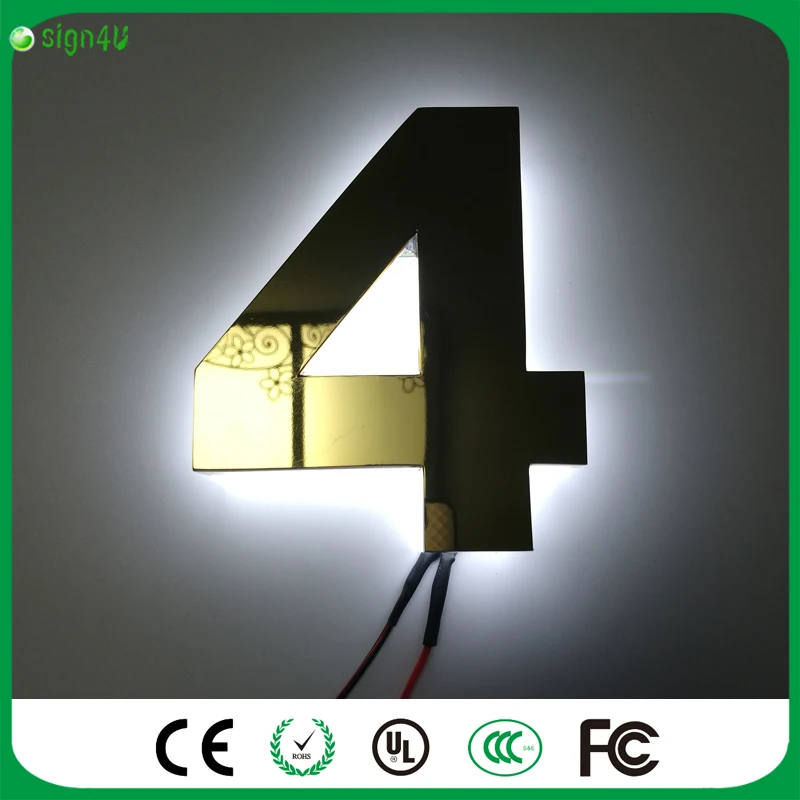 В отеле открытый золото металл с подсветкой LED номер дома знак гостиничный