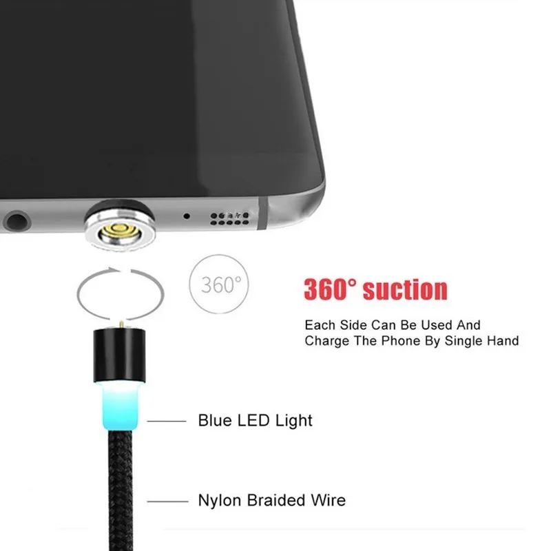 Micro USB кабель Магнитный 3A Быстрая зарядка 1 м для Android Мобильный Быстрый зарядный