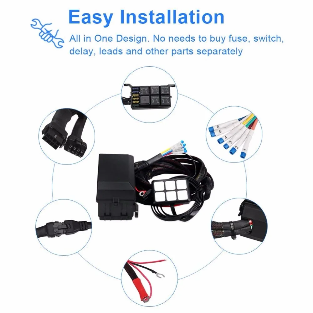 6 Gang Switch Panel Electronic Relay System Circuit Control Box Waterproof Fuse Wiring Harness Assemblies For Car Auto | Автомобили и