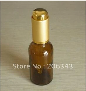 50ml brown/green/blue essential oil bottle with gold aluminum press pump+glass dropper