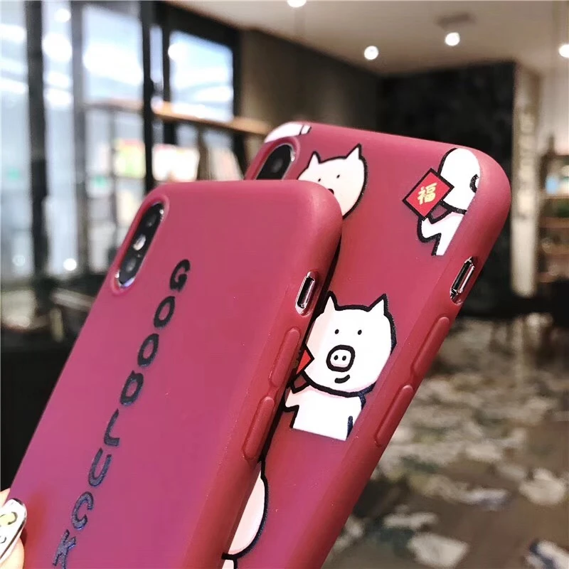 Мягкий чехол для телефона Xwmaki в китайском стиле из ТПУ Iphone Xsmax X 7 8 Plus поросенок