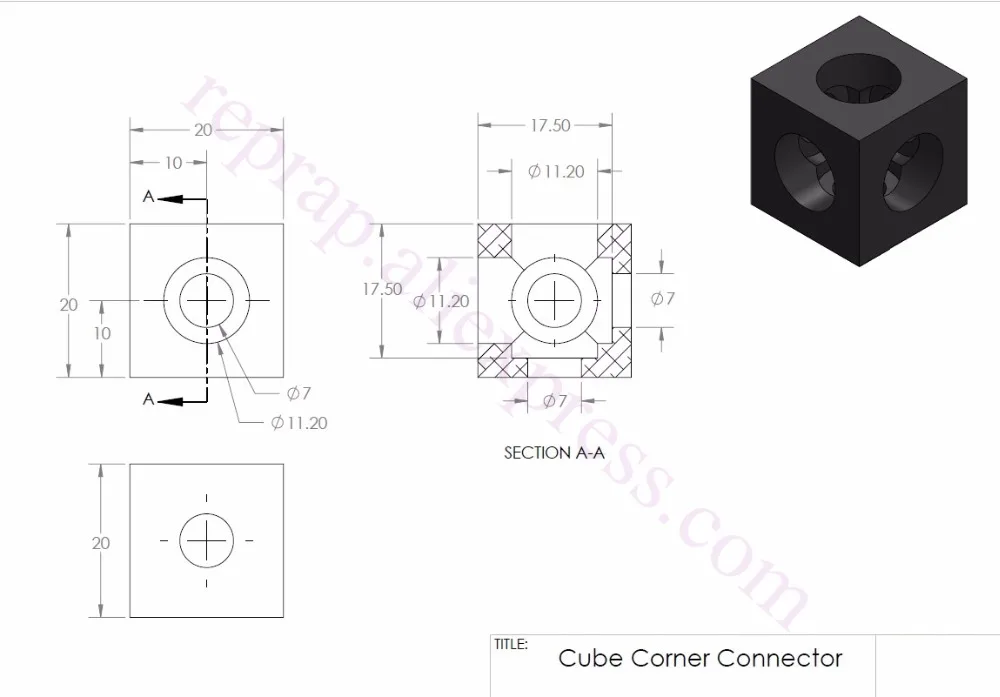 10pcs openbuilds cube corner connector bracket three way cube adjustable wheel block fit 20mm profile extrusion 3d printer parts free global shipping
