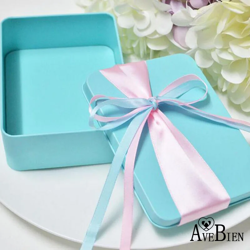 

AVEBIEN 10pcs Tiffany Blue Tin Boxes with Ribbons Wedding Event Party Supplies Candy Package Box Chocolate/Jewelry Storage Boxes