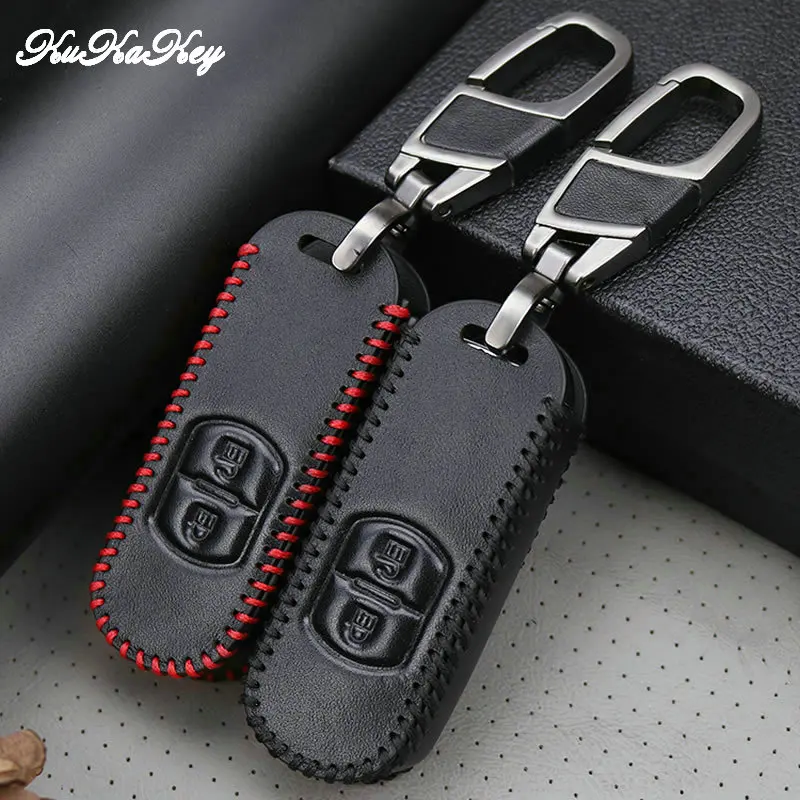Leather Remote Smart Car Key Case Cover For Mazda 2 3 6 Axela Atenza CX-5 CX5 CX-7 CX-9 Keychain Keyring 2&amp3 Buttons Holder | Автомобили