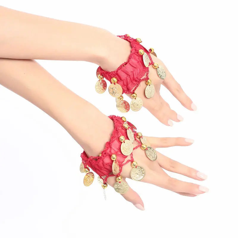 PAIR Belly Dance Women Wear Elastic Wrist Ankle Arm Hand Bracelet Gold Coin Adult Christmas|Балет| |