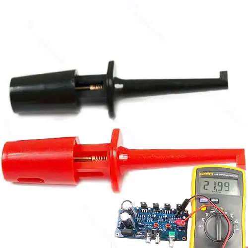 

New 1 Pair Single Hook Clip Test Probe Lead Wire Mini Grabber Kit For Multimeter