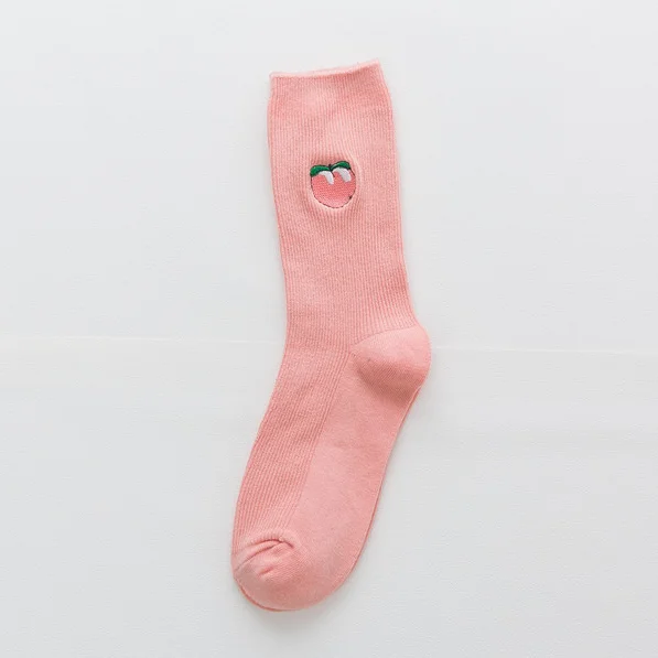 10pcs Fruit Embroidery Pile Socks Cotton Tube Harajuku Tide Women Cosply | Женская одежда
