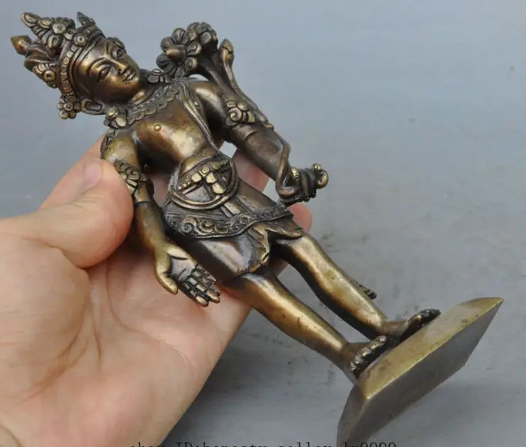 

old tibet buddhism copper pray tara Kwan-Yin Guan Yin goddess buddha statue