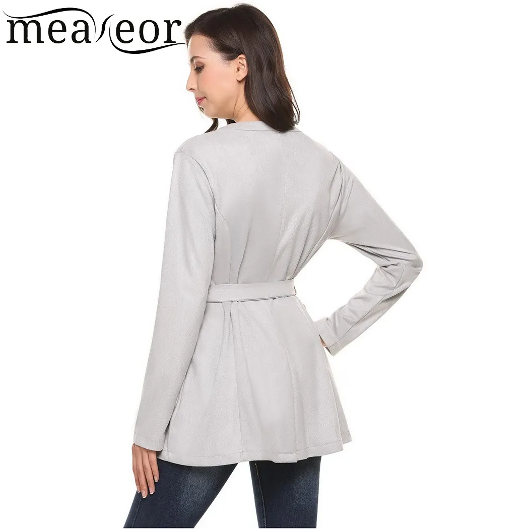 Meaneor/женская короткая куртка сезон весна осень однотонная Повседневная с круглым