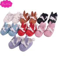 14 5 inch girls doll shoes cute rabbit ear shoes pu loafers american new born accessories baby toys x54