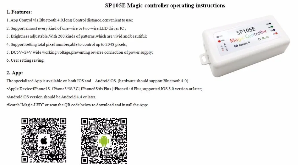 SP105E Bluetooth волшебный контроллер iOs/Android APP DC5-24V WS2801 WS2811 LDP6803 SK6812 WS2812B светодиодный контроллер пикселей