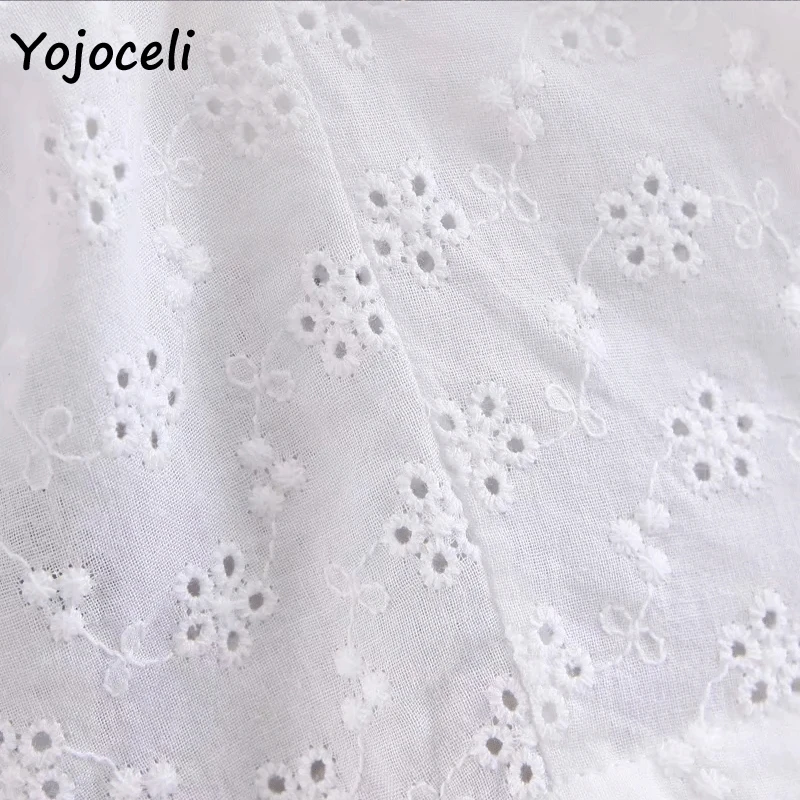 Yojoceli отбеленный хлопок вышивка блузки рубашки топы в стиле Бохо пляжные 2019