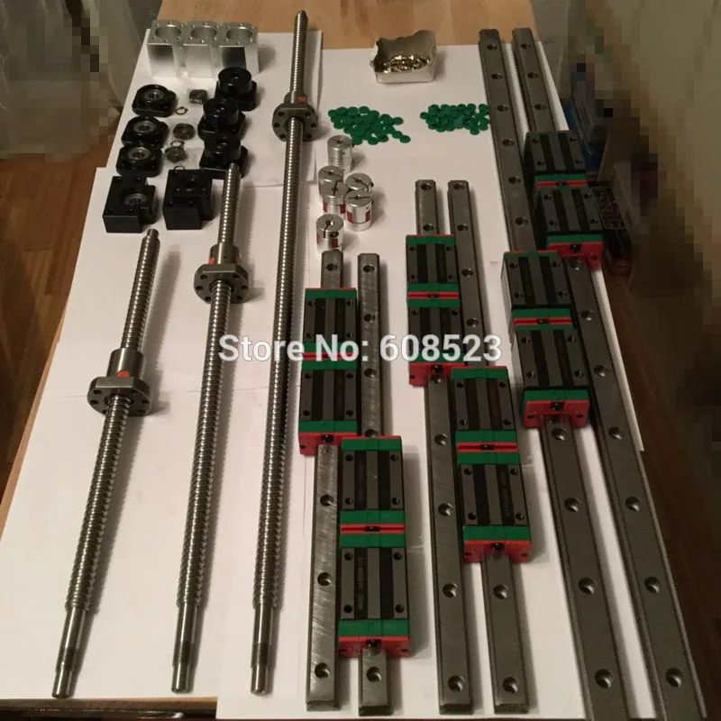 3 SBR16 Линейный Направляющая+ 3 ШВП RM1605+ 3BK/BF12+ гайка Корпус+ муфты для ЧПУ маршрутизатор/Фрезерные станки
