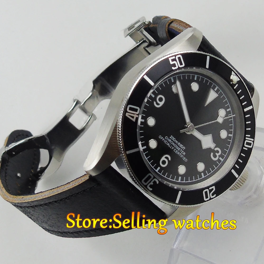 Автоматические Мужские часы с черным циферблатом и сапфировым стеклом 41 мм |