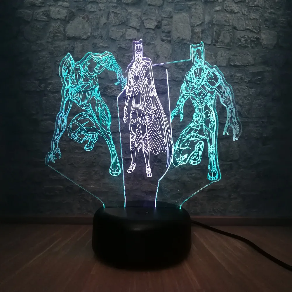 Новинка сенсорный светильник фигурка Марвел Черная пантера 3D смешанный цвет