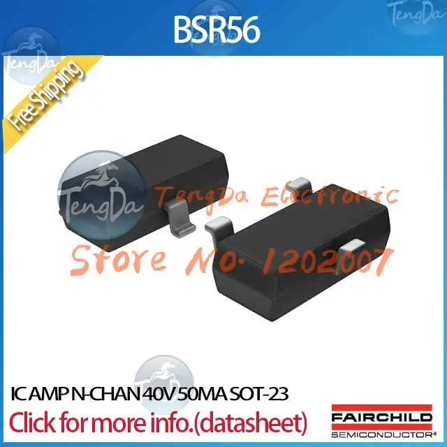 Бесплатная доставка 20 шт./лот BSR56 IC AMP N-CHAN 40 В 50MA сот-23 | Электронные компоненты и