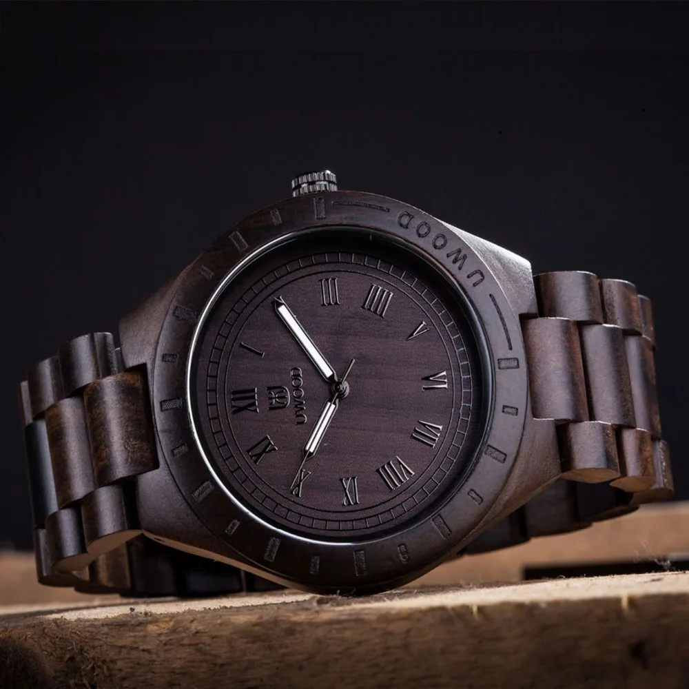 Новинка 2018 аналоговые кварцевые часы из натурального черного дерева с