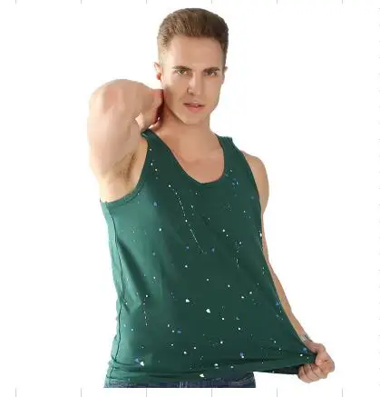Летние модные мужские Camiseta принт Расширенный без рукавов топы на бретельках для
