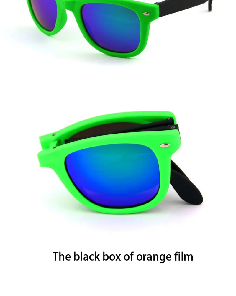 RBRARE Foldable Sunglasses With Box Vintage Classic Sun Glasses Men Shopping Travel Colorful UV400 Lunette De Soleil Femme