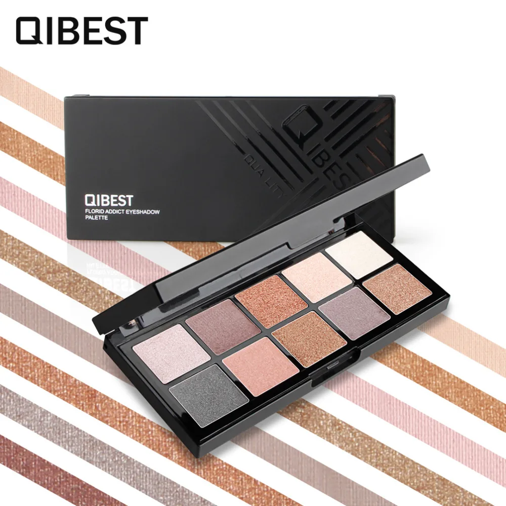 QIBEST Brand 10 Colors Matte Eye Shimmer Shadow Palette Gold Glitter highligh Eyeshadow Nude Makeup set Waterproof Lasting |