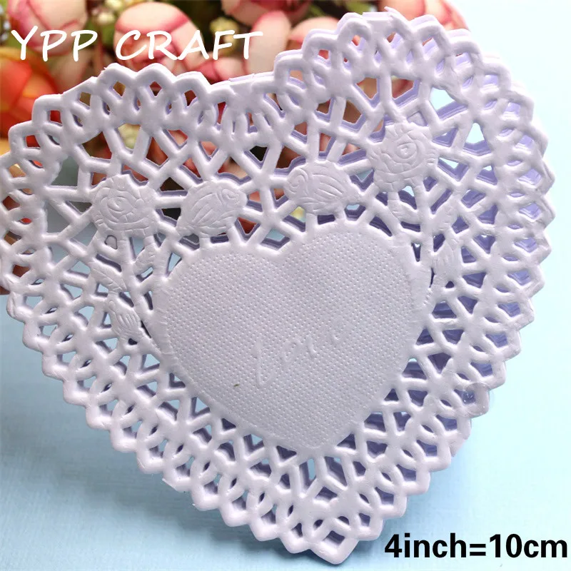 YPP ремесло креативное 4 &quotдюйма Сердце белая бумага Кружева Doilies салфетка для