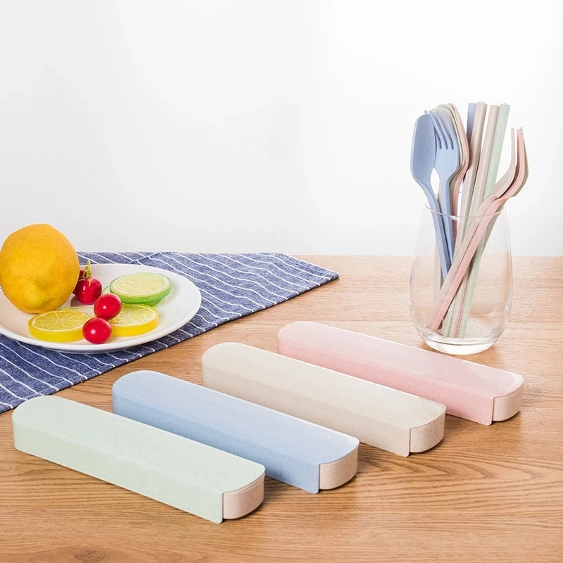 3 шт./компл. портативный набор посуды биоразлагаемые Экологичные пшеничные