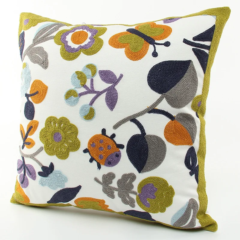 Чехол для подушки с вышивкой цветов и растений | Дом сад