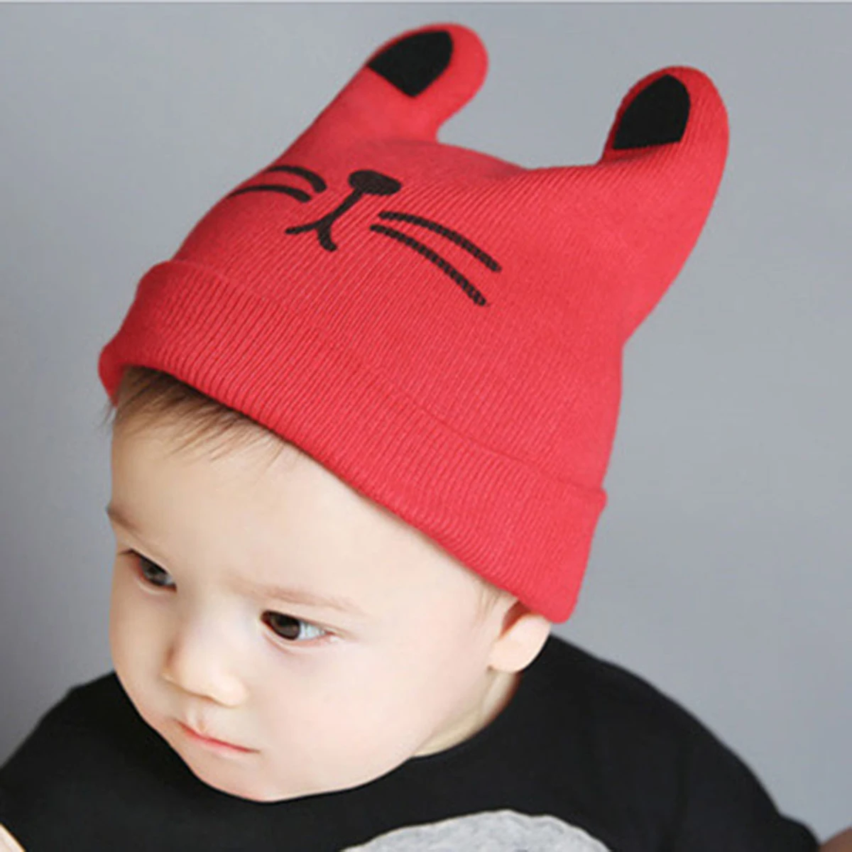 

Baby Caps Warm Winter Headdresses Funny Newborn Children Character Caps Knitted Hat Boys Girls Kids Cartoon Cat Ear Hats Cute