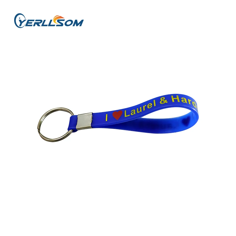 300PCS/lot Free shipping customized Silk printed rubber keychain with  2 colors writing or logo for events KS101803