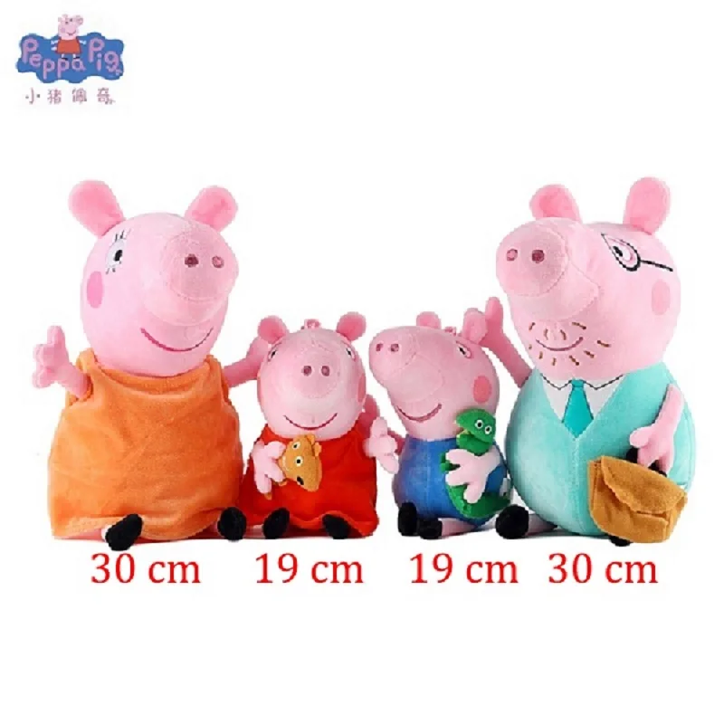 Оригинальные Плюшевые игрушки Peppa Pig для всей семьи плюшевые 30 см розовые Pepa детей