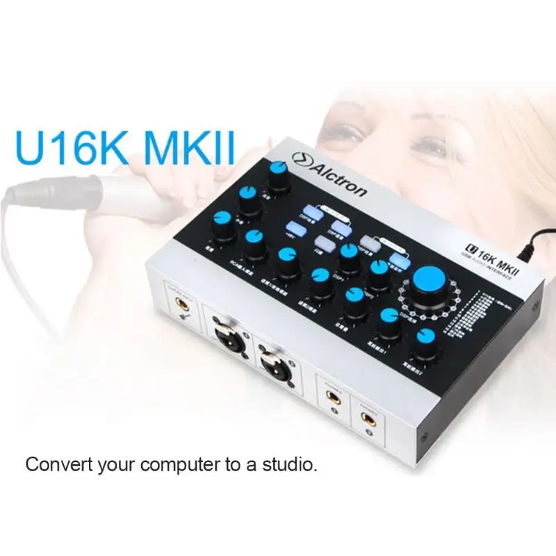 U16K MKII внешняя звуковая карта USB звуковая карта аудио интерфейс USB аудио запись интерфейс прочный алюминий с DSP эффектом