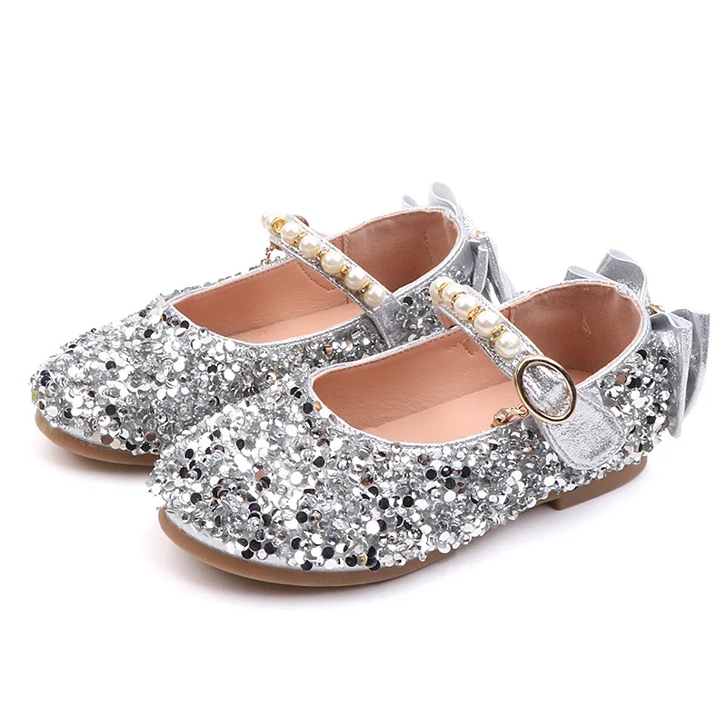

2020 spring new girls shoes rhinestone sequin princess shoes children's wild soft bottom party shoes baby toddler shoes