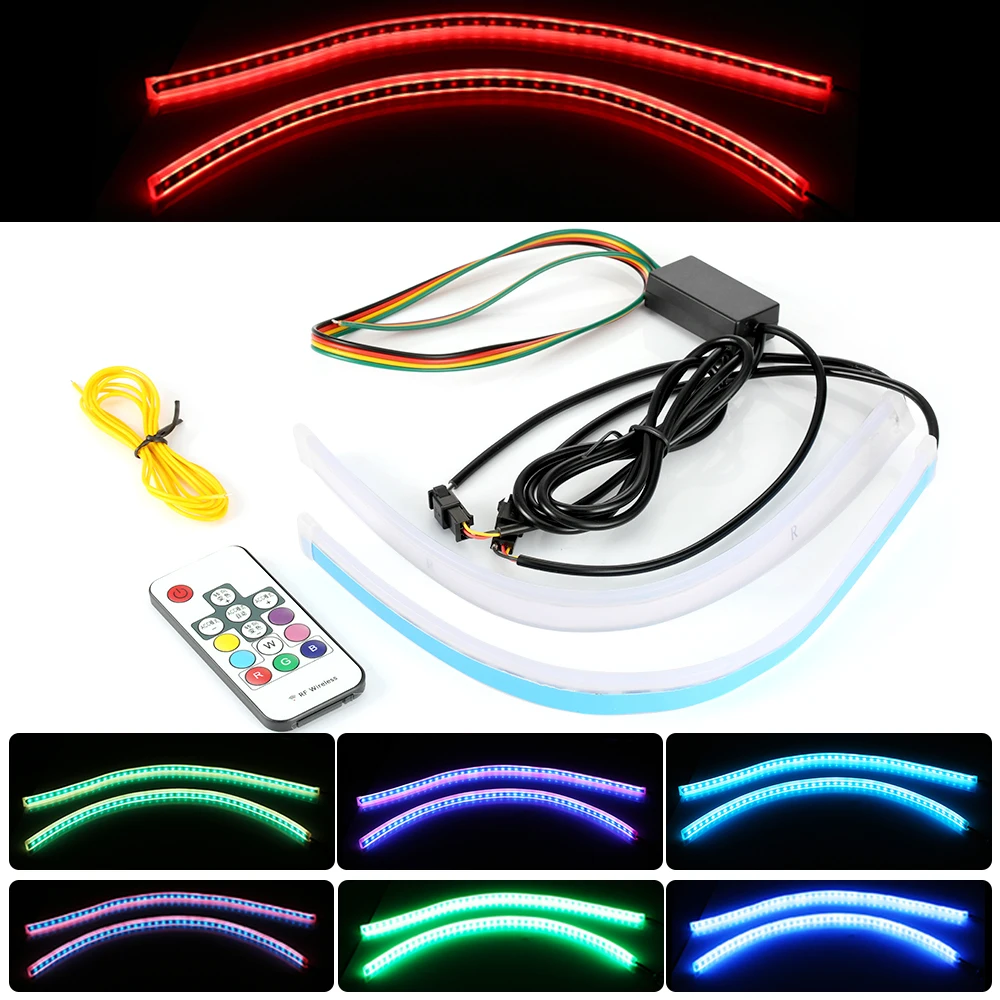 2 шт. 30 см x 45 60 RGB DRL тонкий Янтарный последовательного гибкий светодиодный дневные