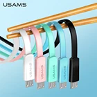 Плоский кабель Micro usb USAMS 1,2 m 2m 2A кабель передачи данных для быстрой зарядки для Micro USB шнур для Xiaomi Redmi note 5 4X Samsung S7 Edge LG