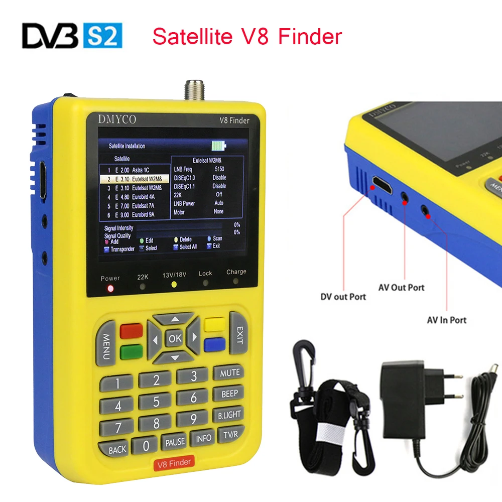 V8 прибор обнаружения HD DVB-S2 Цифровой спутниковый Finder Высокое разрешение lnb СБ MPEG-4