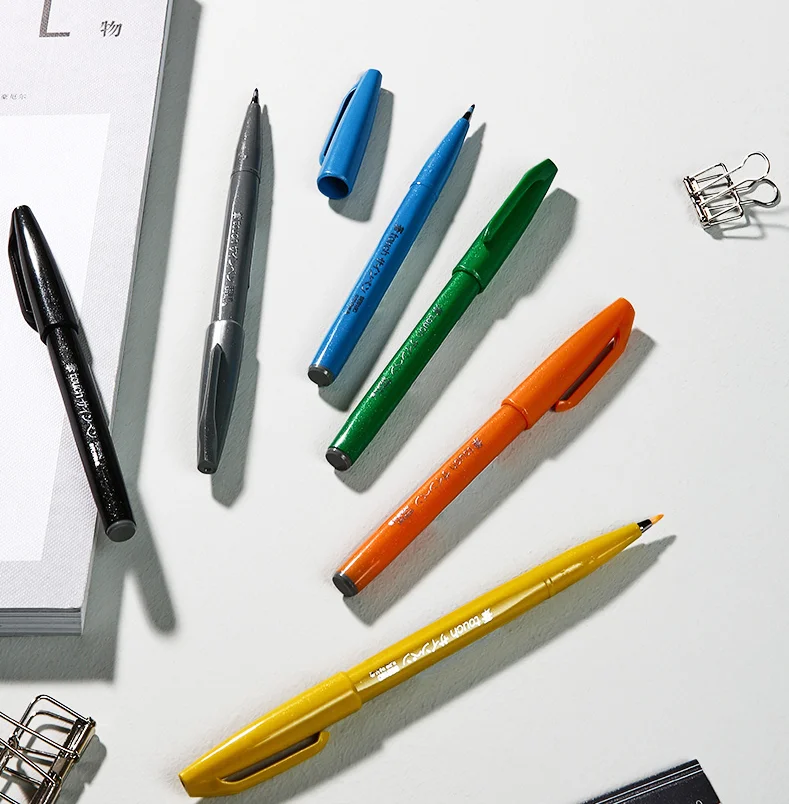12 цветов s Япония Pentel сенсорная Кисть ручка набор каллиграфия красками ручки буквенные pennareli пуля журнал поставок фломастеры