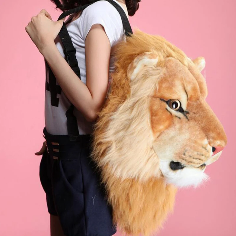 Крутая большая сумка с кошкой рюкзак головой пушистого тигра Забавный