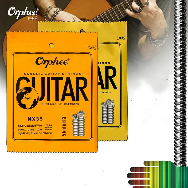 Orphee 6 шт./компл. Классические гитарные струны из нейлона и серебряным покрытием