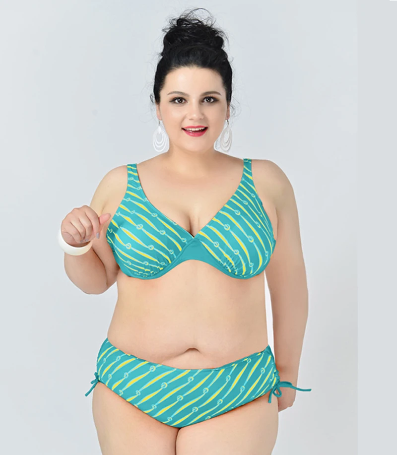 Мягкий плюс размер бикини женщин купальники купальник большой купальный костюм плавать одежда для пляжа